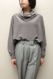 80's European label - draping silk voluminous neck blouse