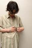 80's PAL ZILERI - cotton stripe shirt with constructive pockets
