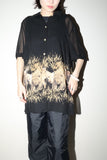 c90's European label - viscose printed sheer shirt