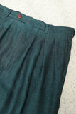 00's European label - linen 3-tuck trousers in green