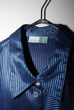 c90's European label - long balance, paneled stripe textile shirt
