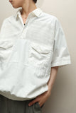 80's-90's European label - cotton knit switching pullover shirt