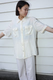 80's Les Copains - silk blouse with flap pockets