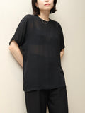 80's Giorgio Armani - silk sheer collarless blouse