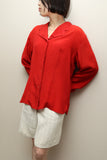 80's European label - acetate/silk blouse in red