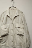 80s Italian label - linen botanical pattern boxy jacket
