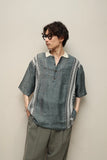 80's Umberto Bilancioni - linen knit switching pullover shirt