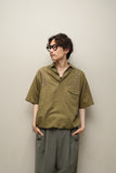 80's-90's European label - linen/cotton knit switching pullover shirt