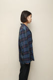 80's European label - viscose/cupro/linen plaid tailored jacket