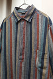 80's-90's European label - linen stripe pullover shirt