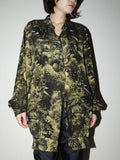 80's European label - silk botanical pattern shirt / hip length