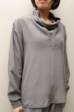 80's European label - draping silk voluminous neck blouse