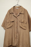 90's European label - silk open collar shirt with flap pocket