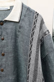 80's Umberto Bilancioni - linen knit switching pullover shirt