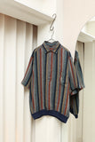 80's-90's European label - linen stripe pullover shirt