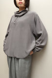 80's European label - draping silk voluminous neck blouse