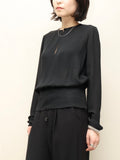 00's Salvatore Ferragamo - silk collarless pullover blouse