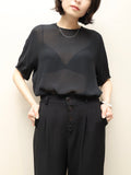 80's Giorgio Armani - silk sheer collarless blouse