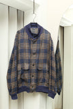80-90's European label - linen valstar type plaid blouson jacket