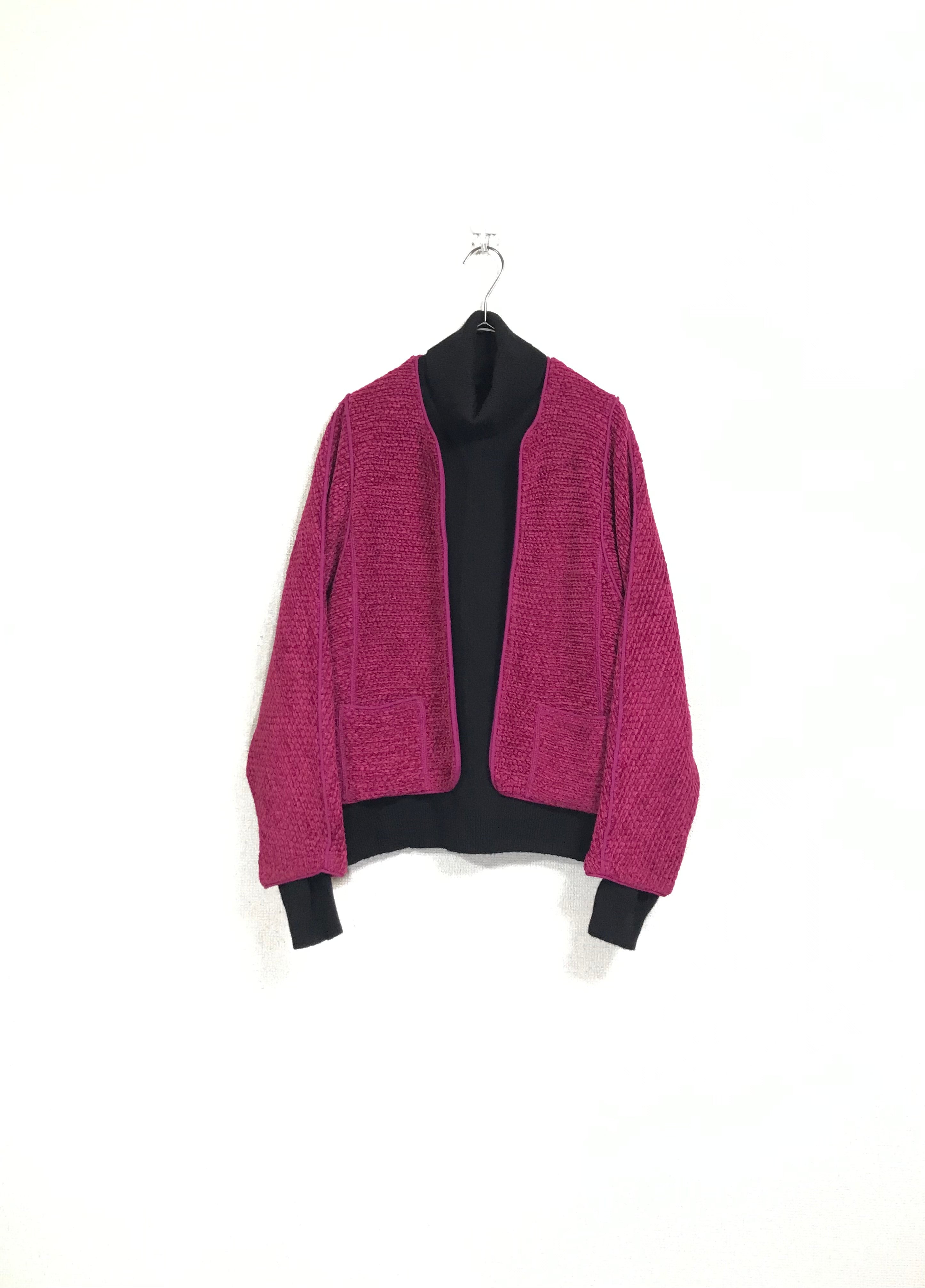 knitted fabric collarless jacket – temporary-tokyo