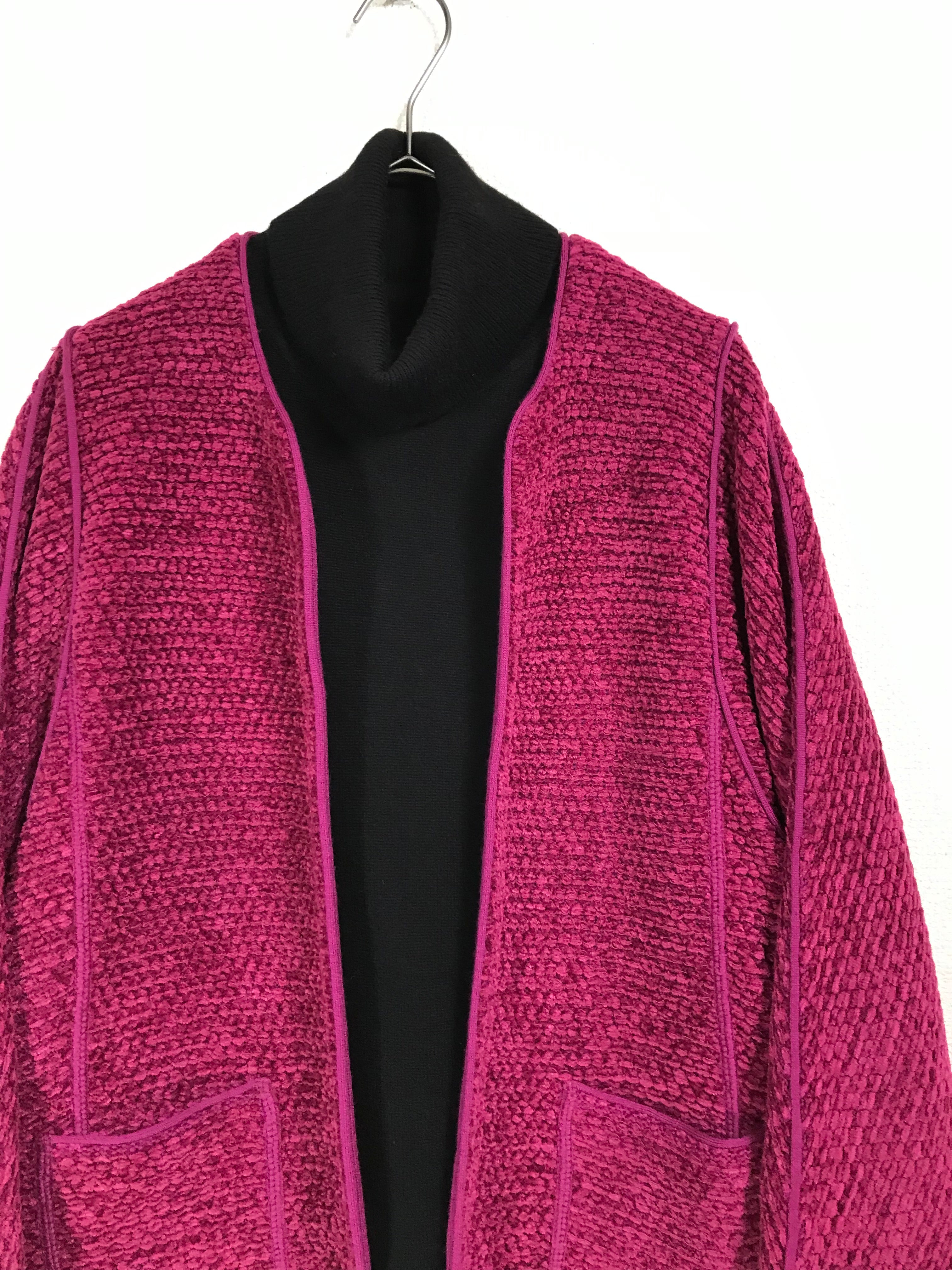 knitted fabric collarless jacket