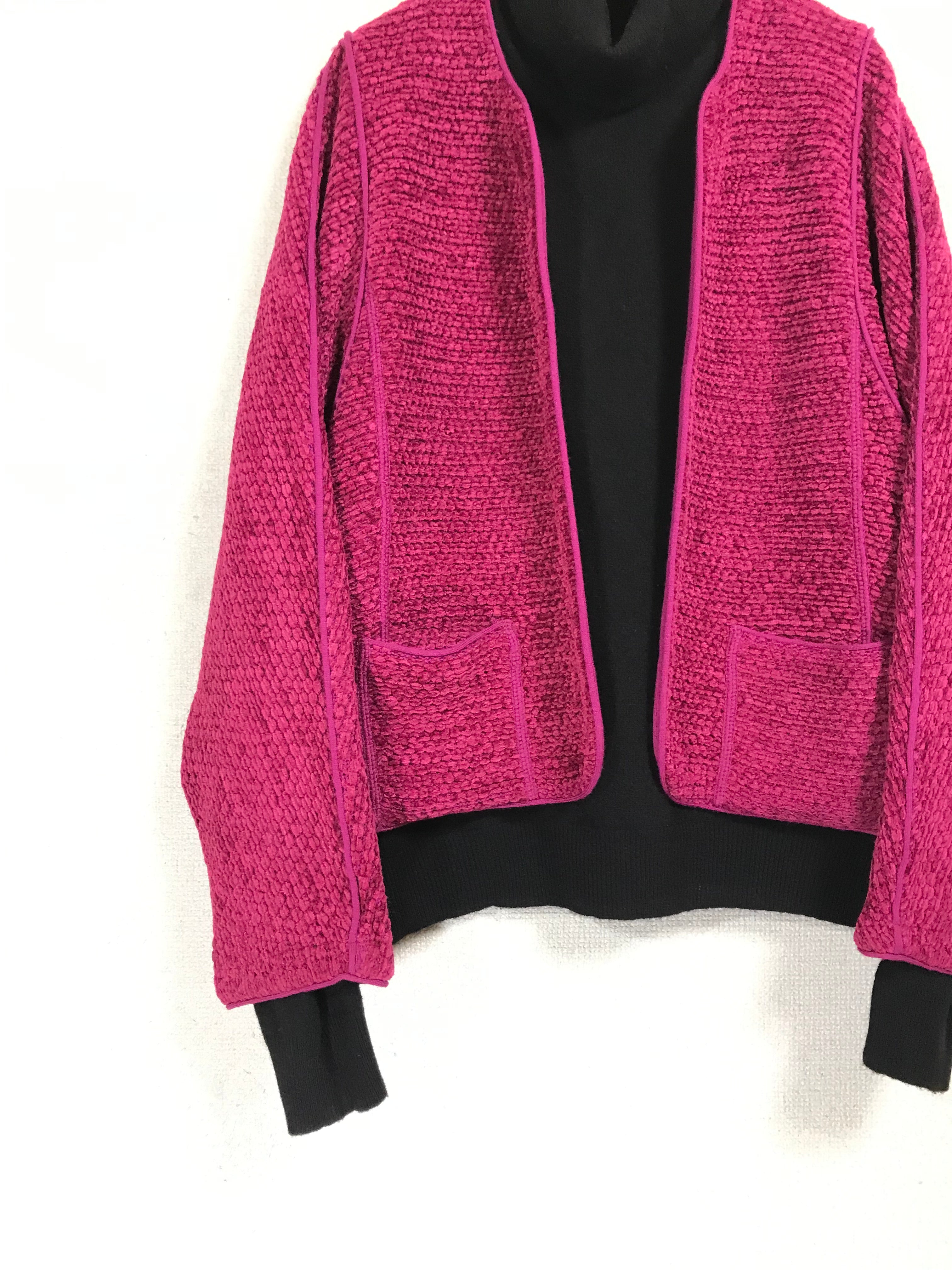knitted fabric collarless jacket