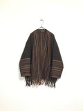 handwoven wool blanket jacket with fringe