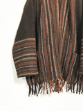 handwoven wool blanket jacket with fringe