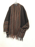 handwoven wool blanket jacket with fringe
