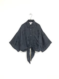 80's linen/cotton deformed cropped blouse