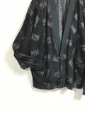 80's atomic pattern suede leather collarless blouson