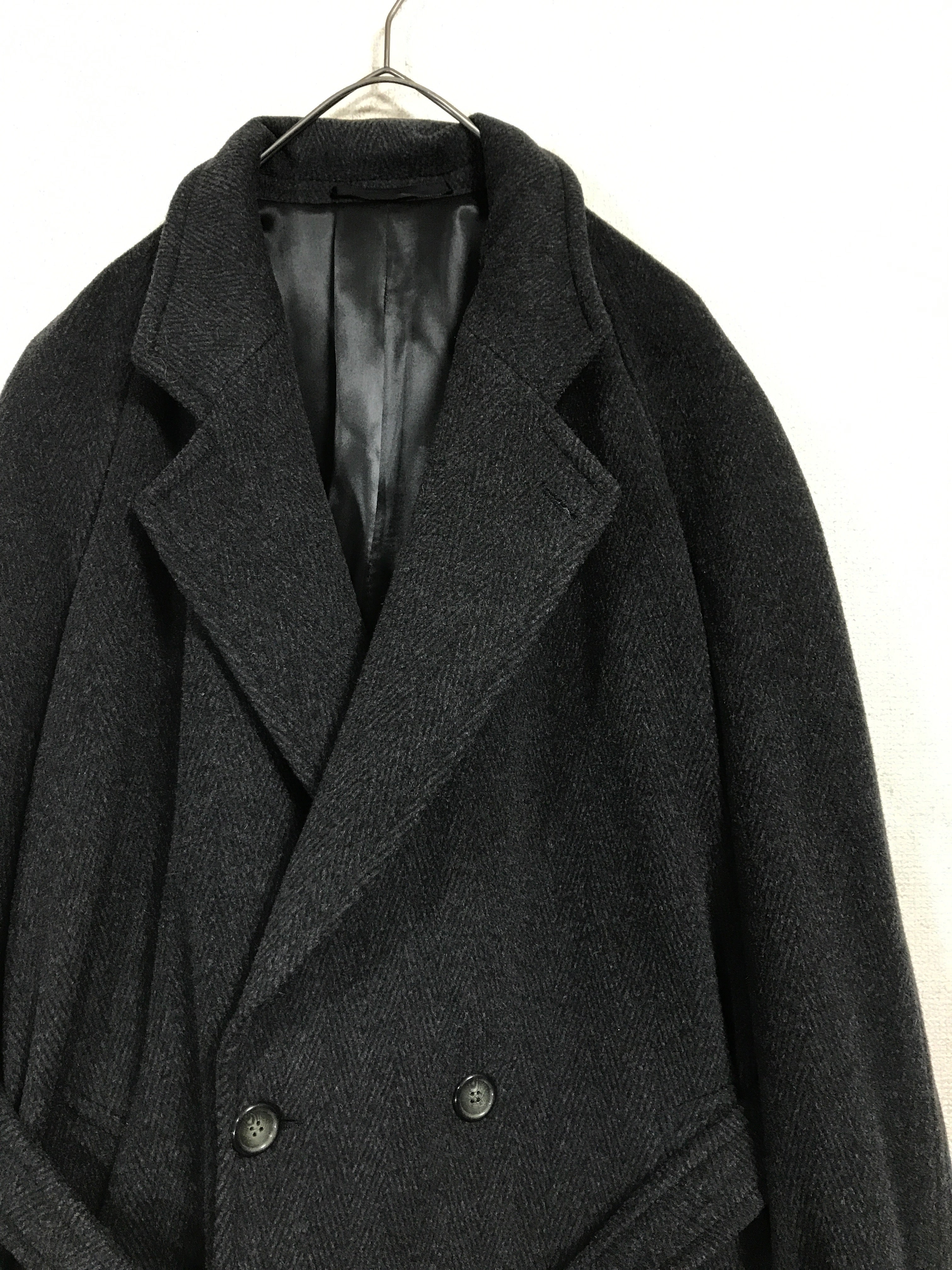 cashmere mixed wool herringbone double breasted belted coat