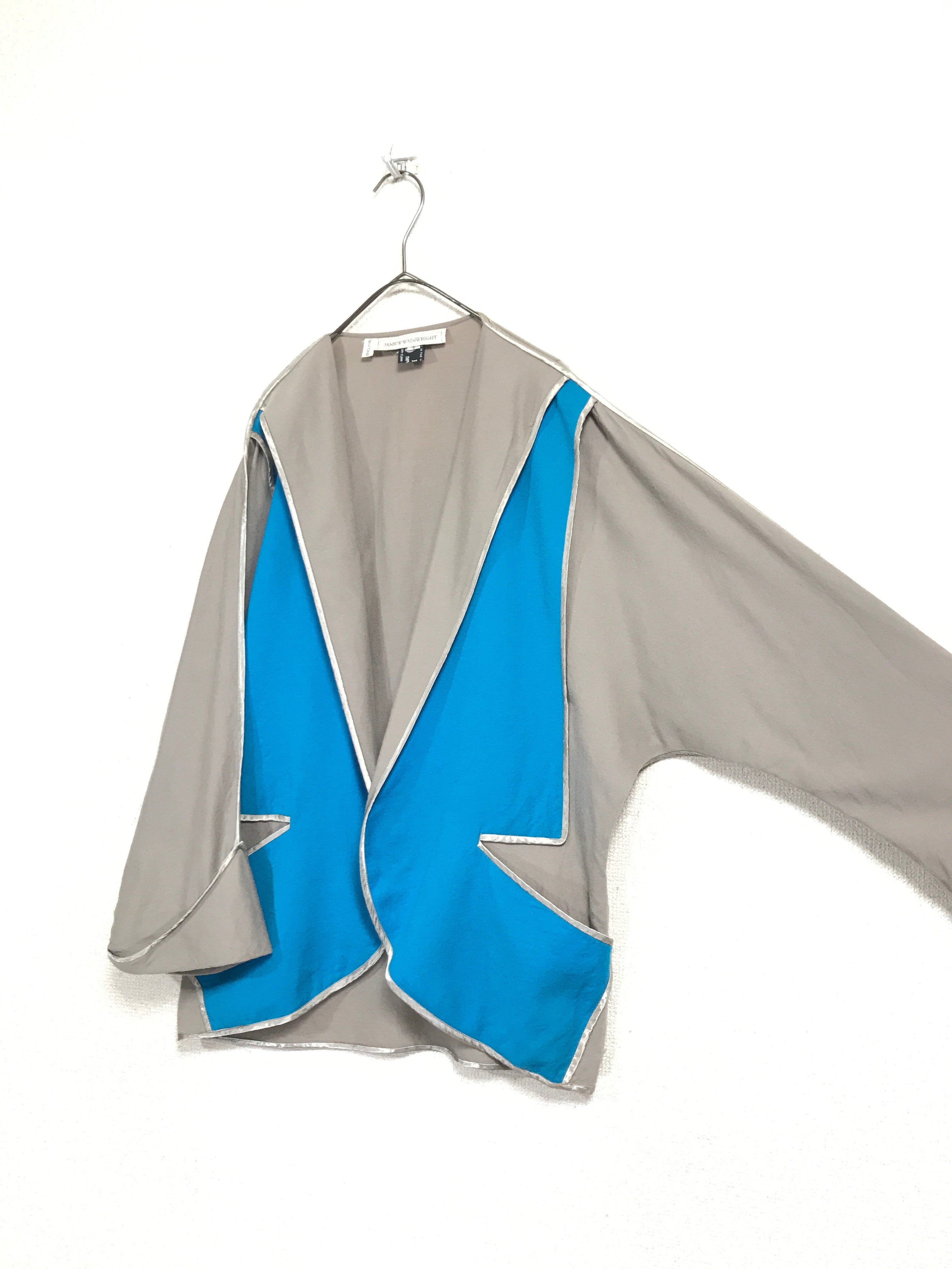 80's JANICE WAINWRIGHT wool 2-tone color deformed jacket