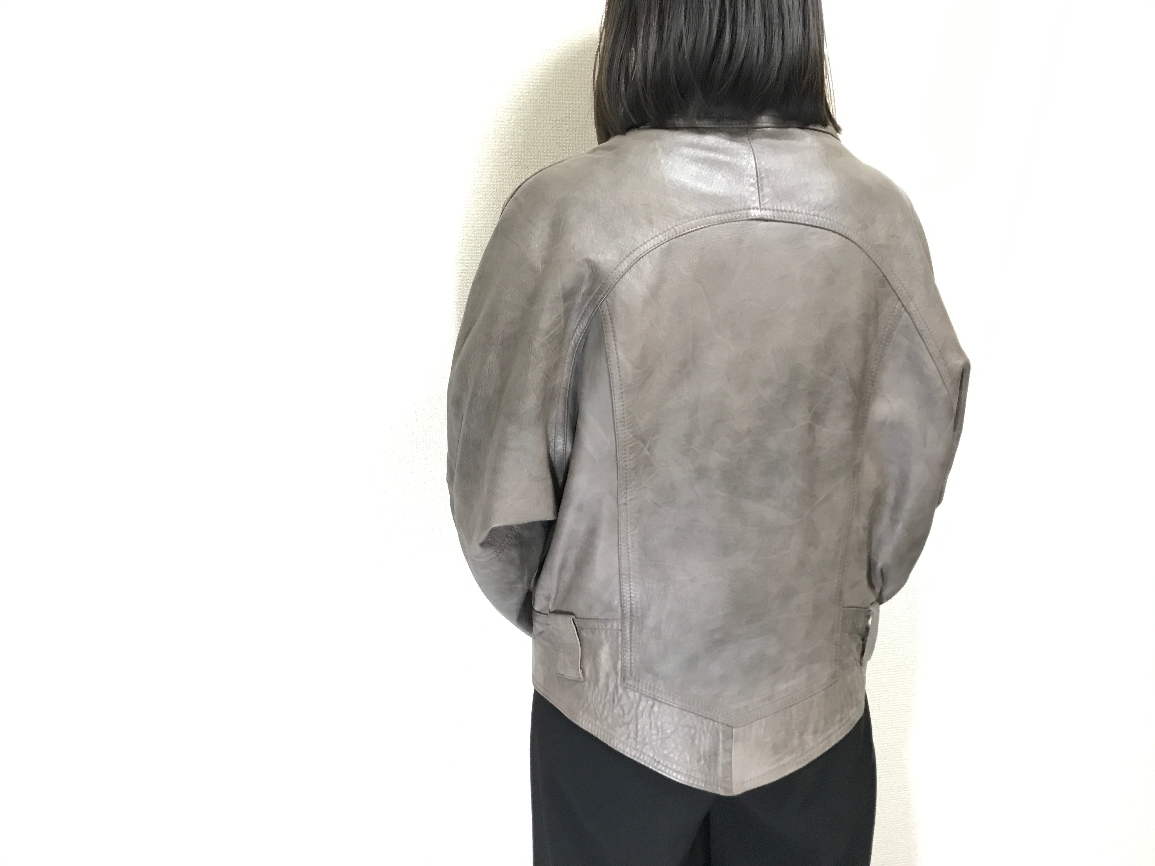 gray-brown color leather blouson