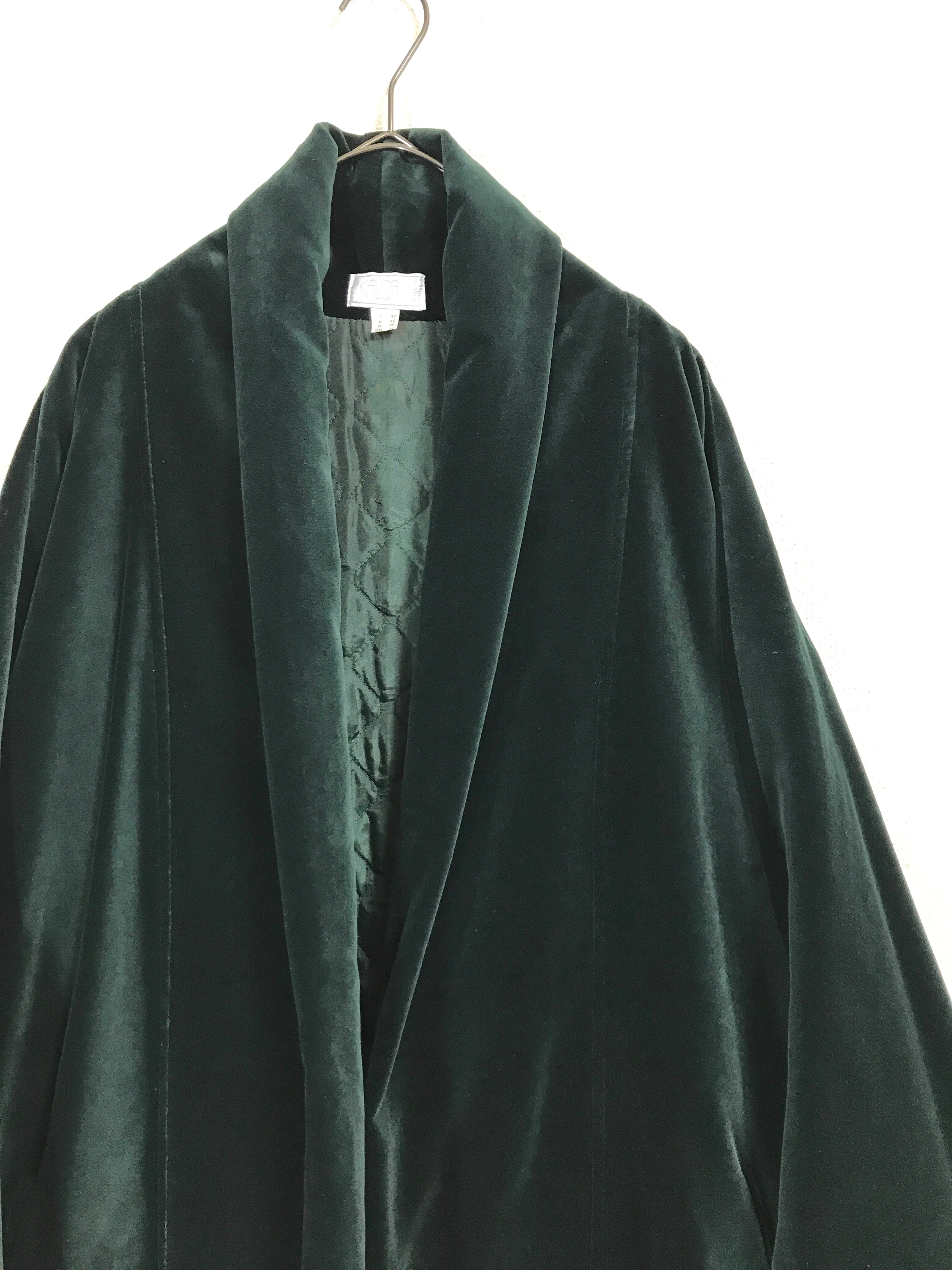 80’s Italian made cotton velvet shawl collar buttonless coat