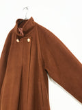 alpaca/wool pleated front stand collar coat