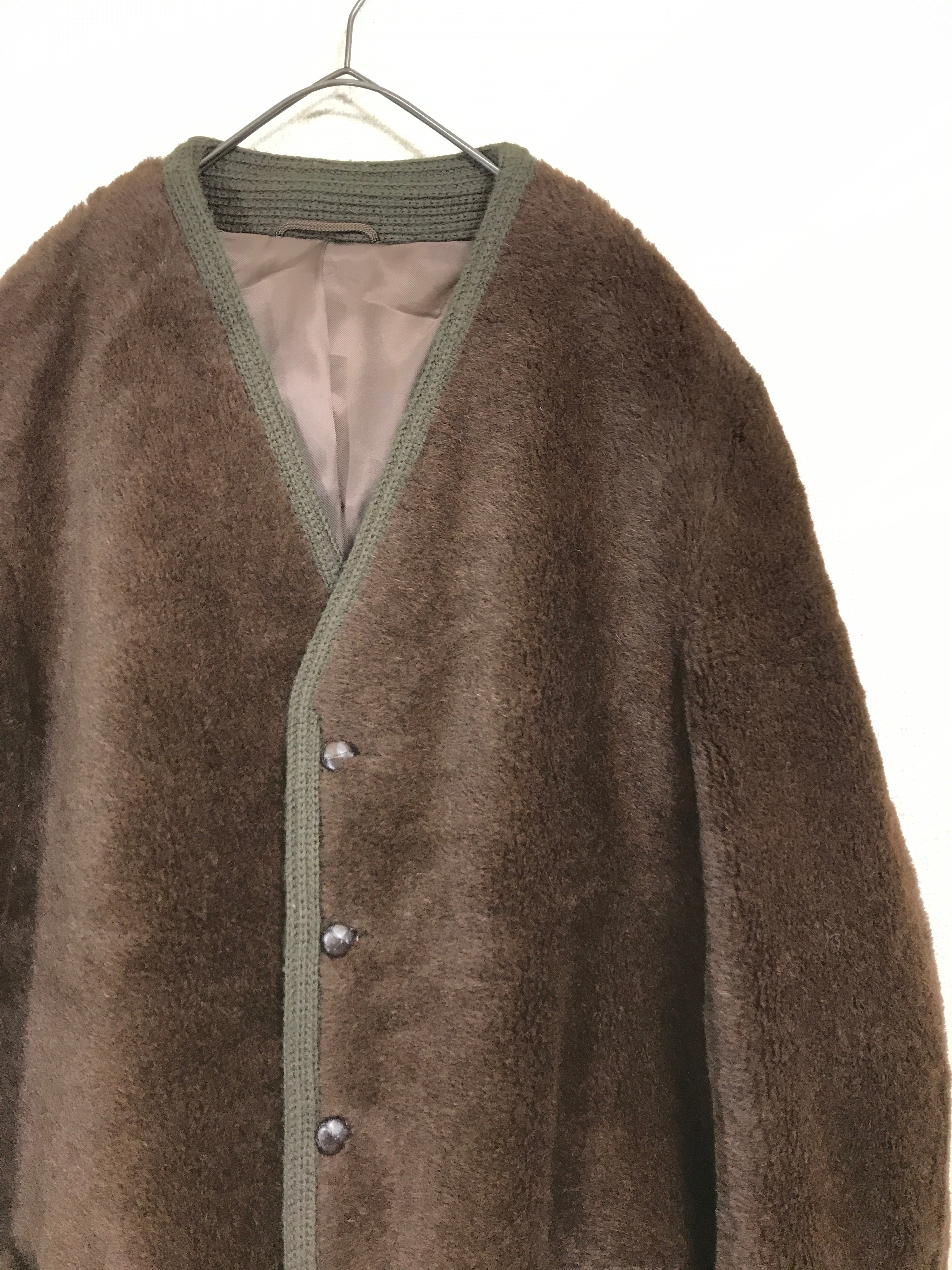 70-80’s German Label boa(faux fur) collarless jacket