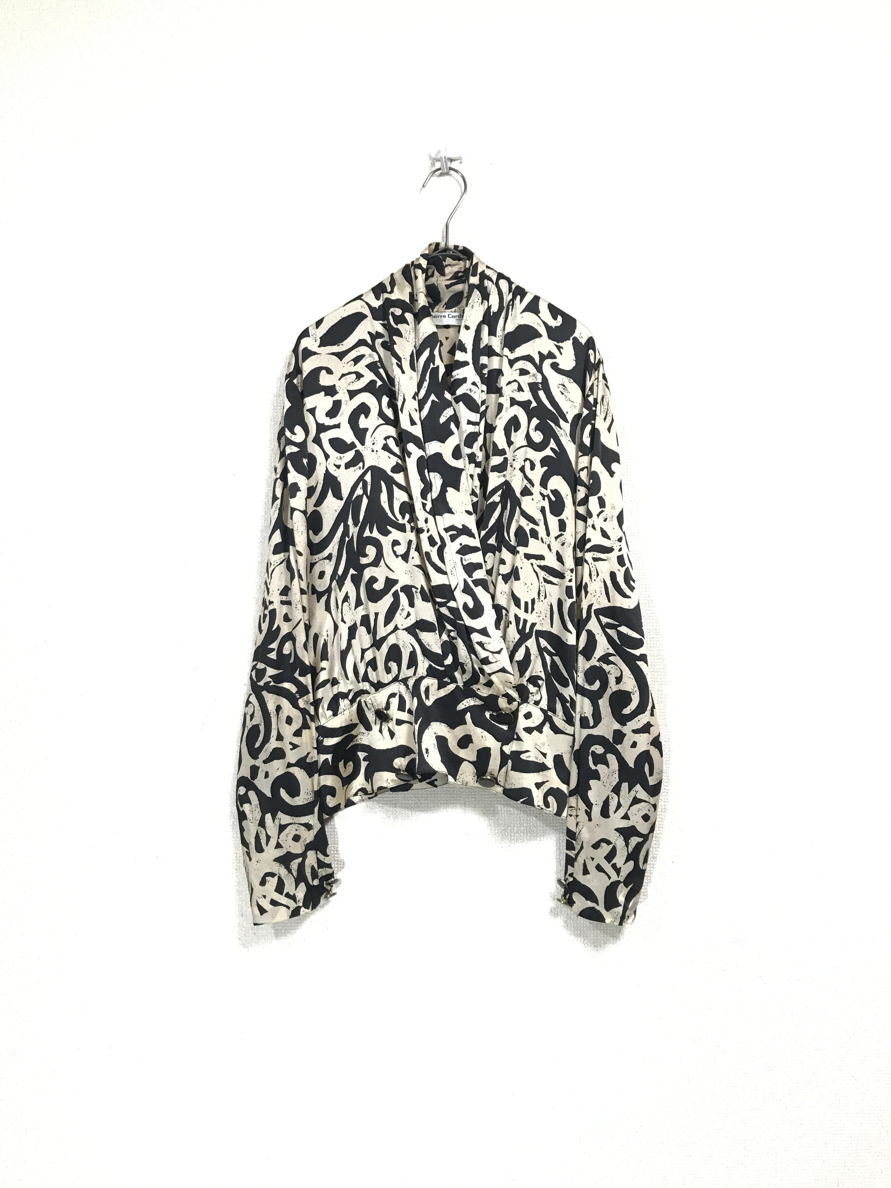 old Pierre Cardin acetate×silk pattern blouse