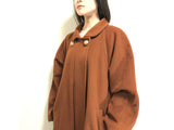 alpaca/wool pleated front stand collar coat