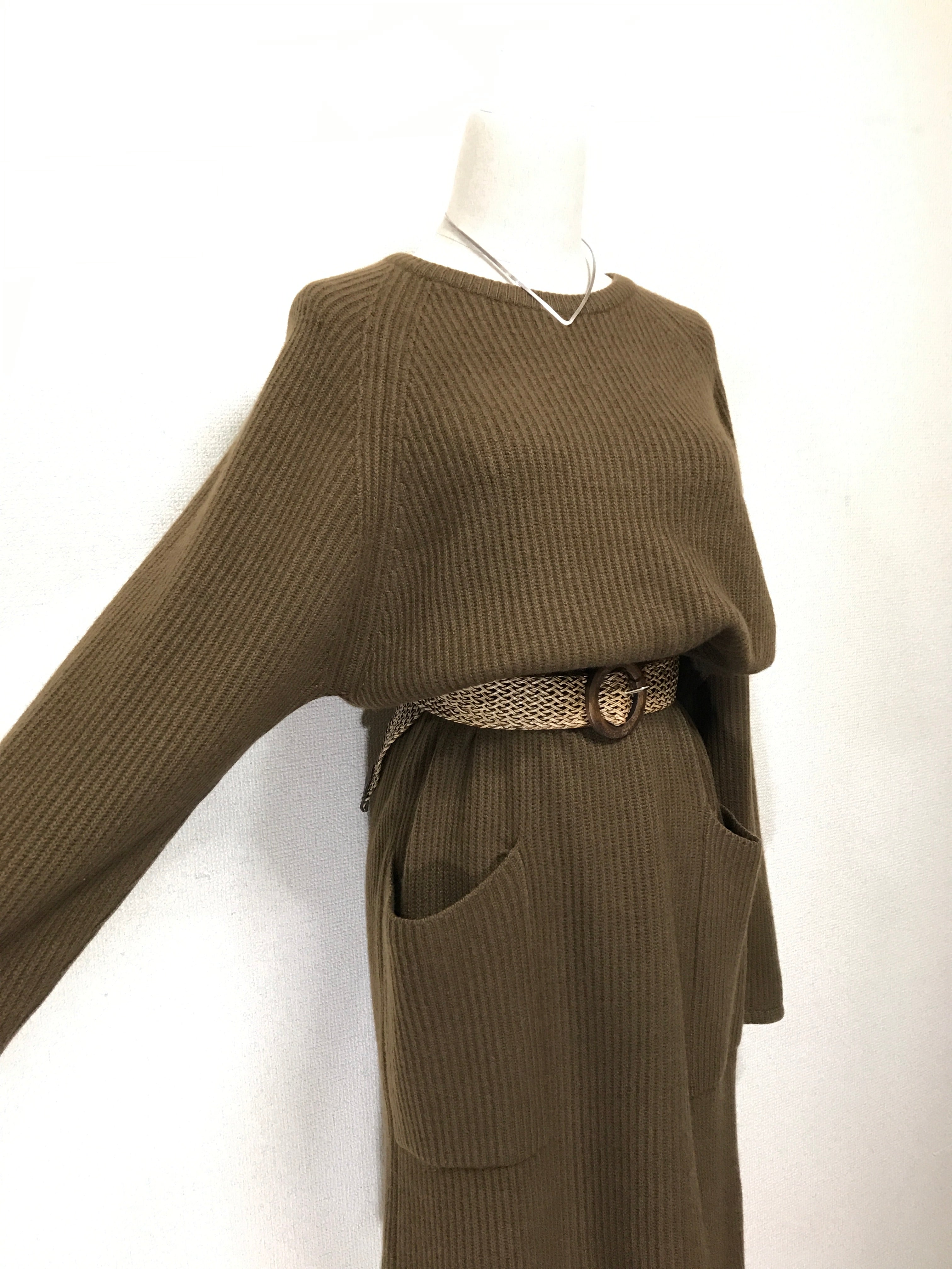 cashmere/wool ribbed knit dress
