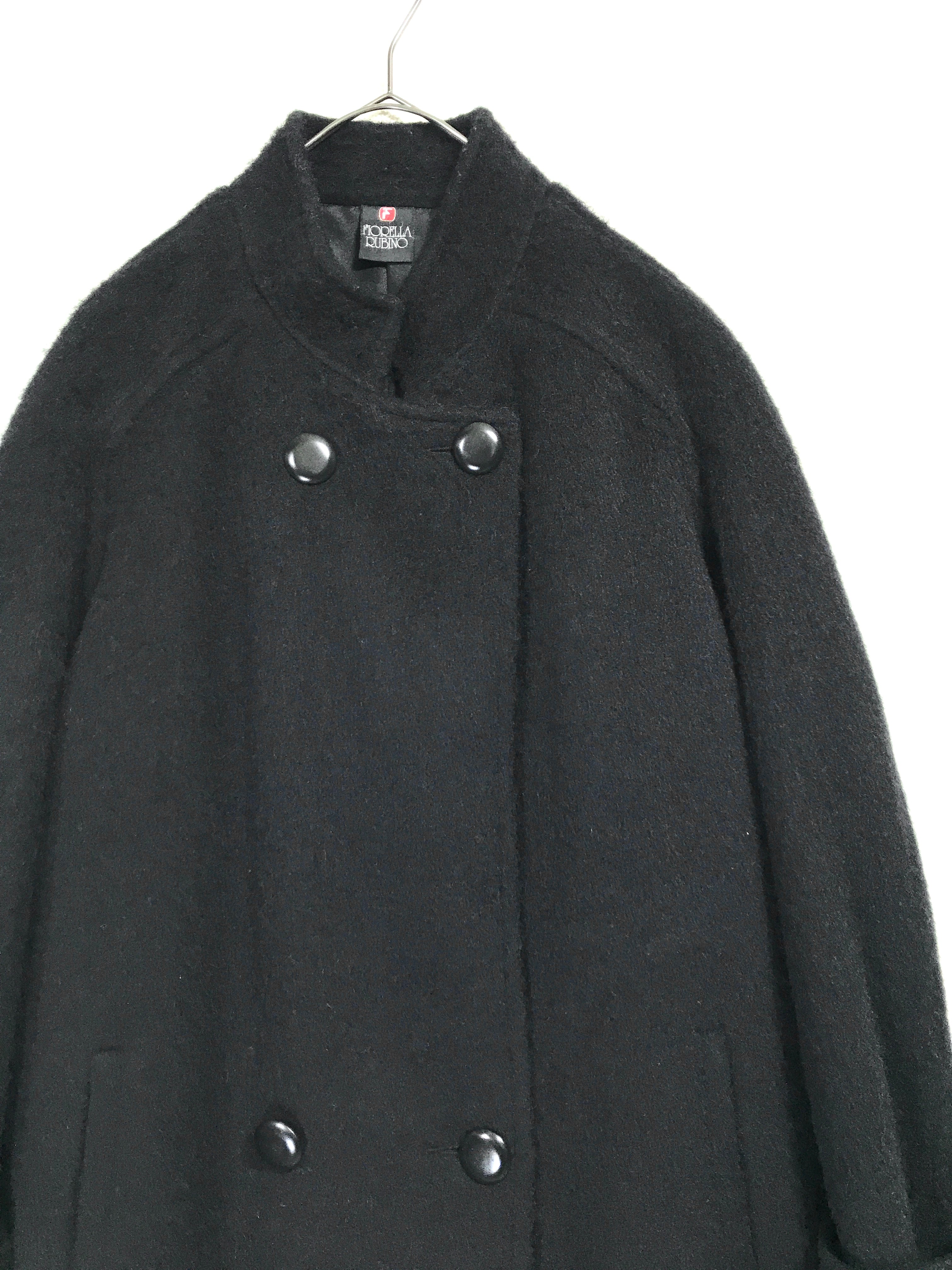 wool double breasted stand collar coat