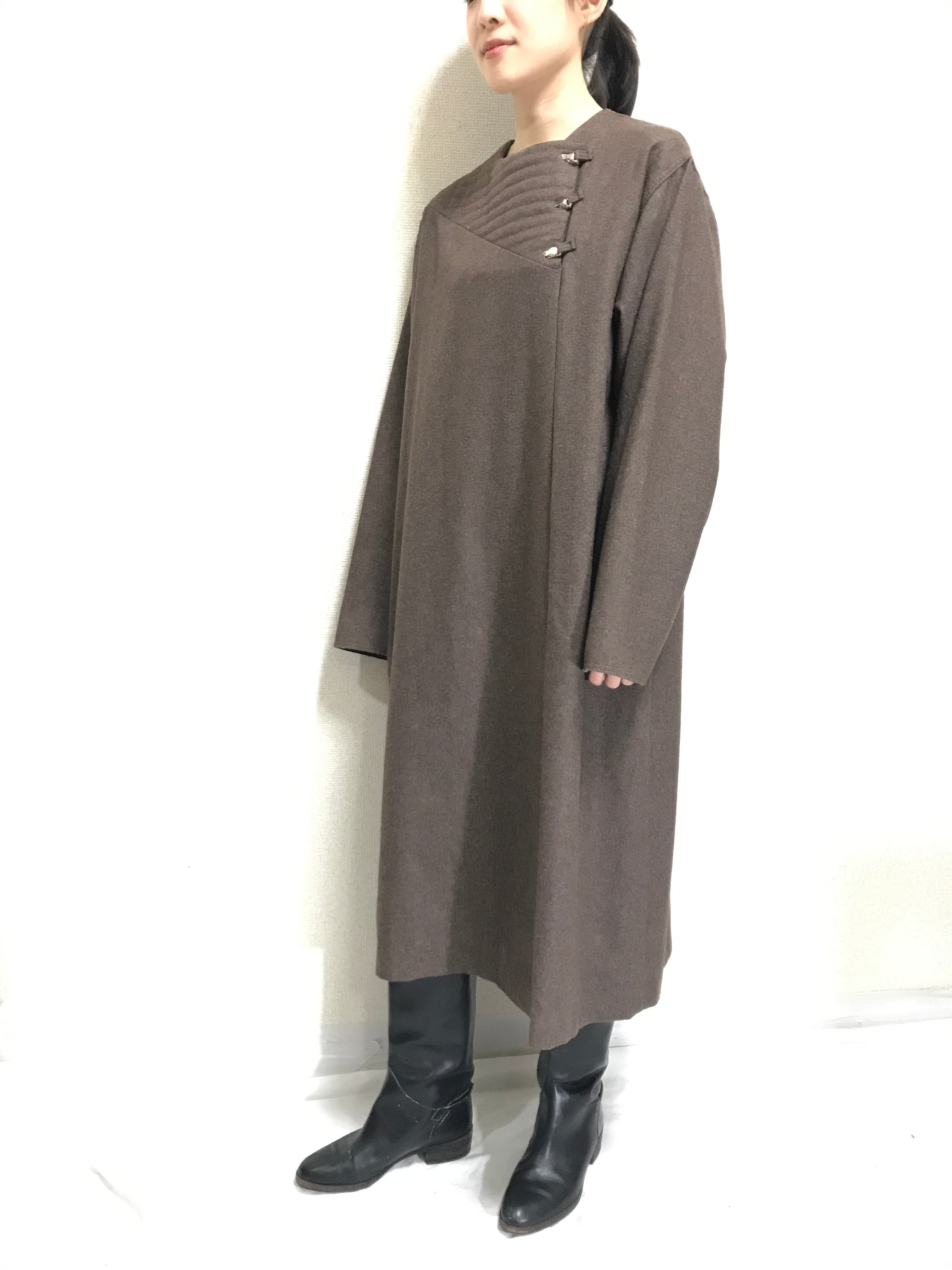 80’s Italian made wool pullover dress with metal hook