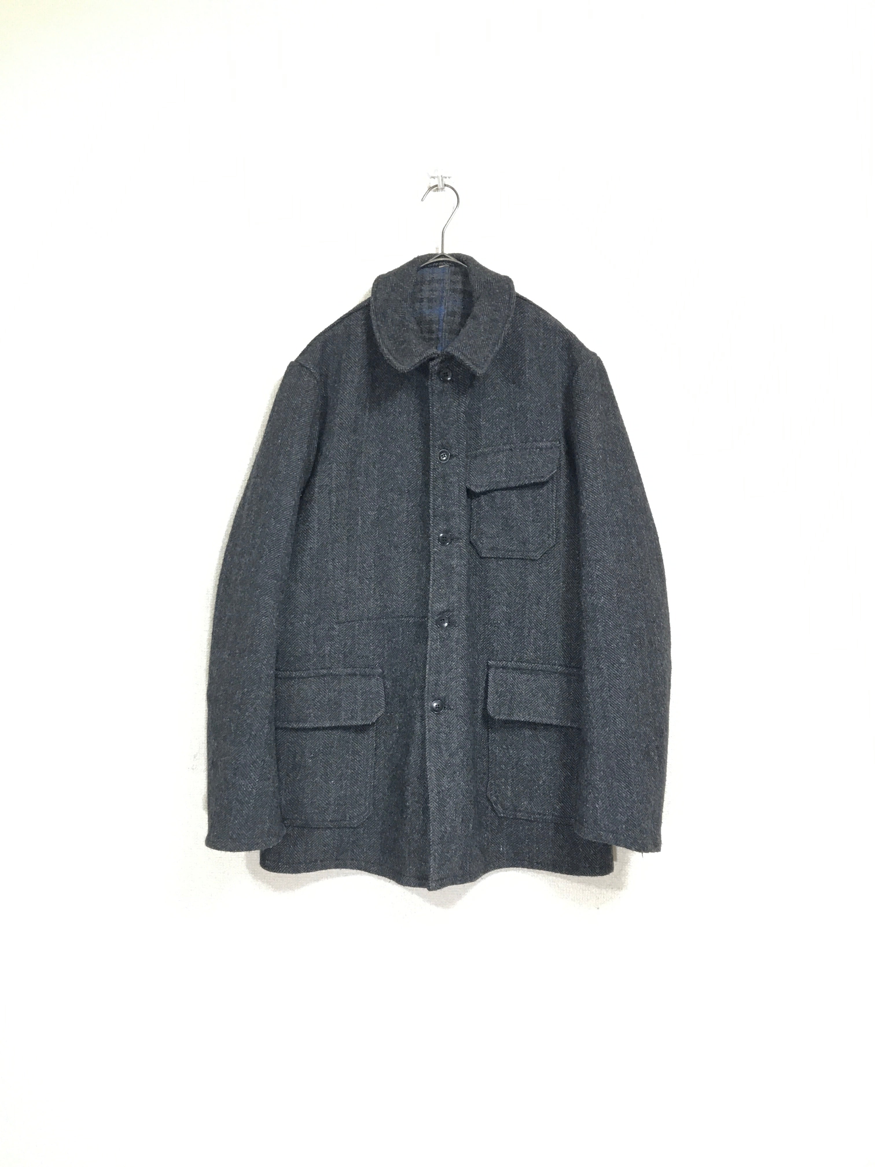 vintage French-Work wool herringbone work jacket