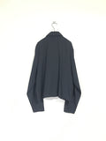 acetate×viscose front frill cropped blouse
