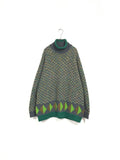 wool bottle neck patterned knit